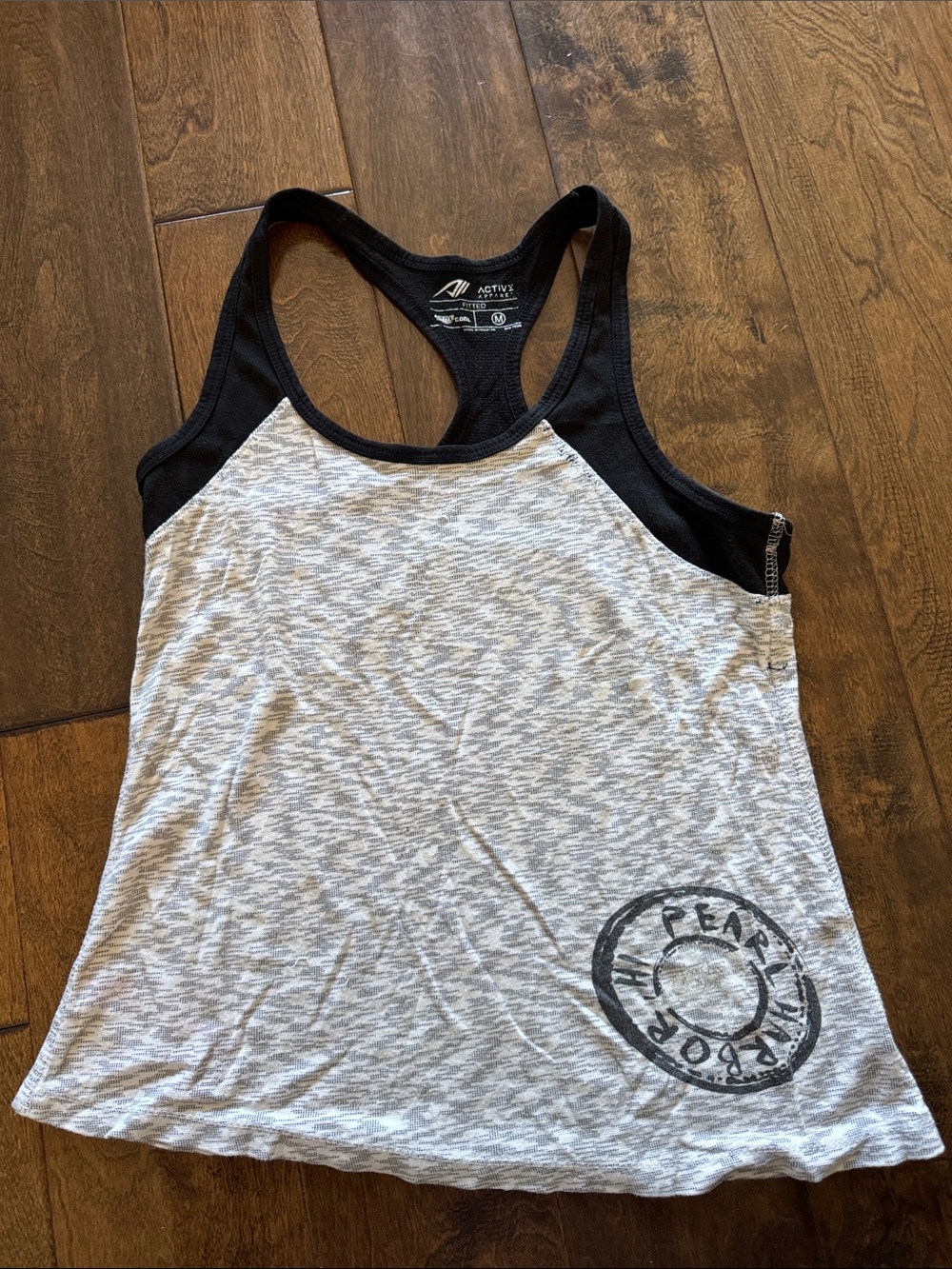 Active Women’s Grey & Black Racerback Tank Top - Peace Logo